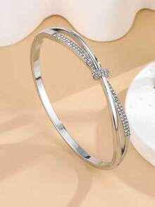 1 pieza Brazalete decorativo de mujer con strass, accesorio diario para verano, fiesta y citas - Plata 4225-1 - Ver 8