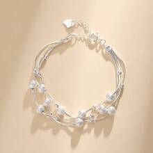 Korean Sterling Silver 925 Heart Shaped Crystal Necklace And Bracelet Set For Women, Vintage Party Jewelry, High-End Gift. - 銀色 03 - 查看 12