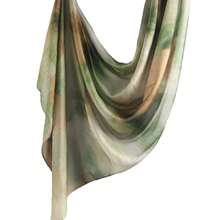 1pc Women's Bohemian Style Watercolor Marble Water Ripple Print Scarf Shawl, Suitable For Daily Wear - Olive Green - View 2