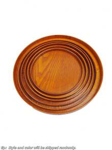 1 pieza Bandeja redonda de madera de nogal natural unisex, textura pulida a mano, múltiples tamaños, pieza única sin costuras, estante de almacenamiento para refrigerador, organizador de cocina minimalista moderno, bandeja para servir sushi, filete y condimentos, barbacoa de patio de verano, fiesta de graduación, esencial para el regreso a la escuela, color aleatorio - Ver 8