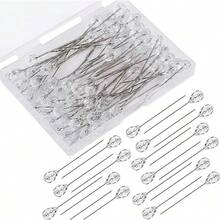 YOUOWO Thumbtacks/Pins, Thumbtacks, Transparent White, Drops, 110 Pieces, Insect Pins, Silk Pins, Stainless Steel White Push Pins, Total Length 5.2cm, Decorative Nails, Plasterboard Pins, Paintings, Cards, Photos, etc. Storage Case Included - 52mm - チェックする 6