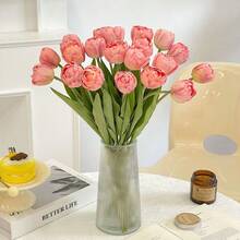 Best Recommended Artificial Flowers For Room Decor:1 Bouquet(3pcs) Artificial Tulip Flowers - Perfect For Weddings, Hotel & Office Decor | Spring Tabletop Ornament, Easter Decor, Home Decoration, Holiday Gift - Multicolor - View 5