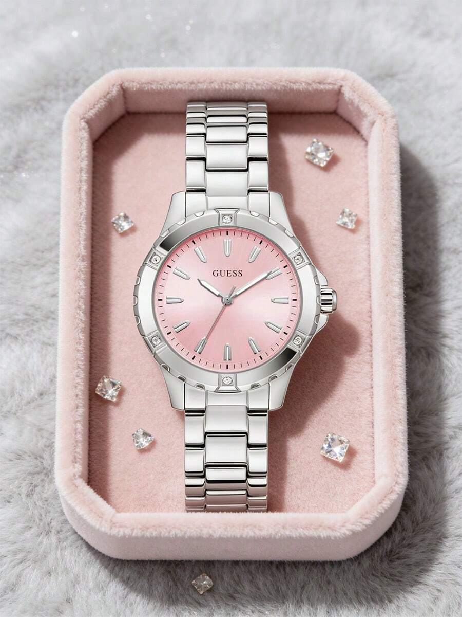 Guess 女款 Mist GW0948L7 粉色放射狀錶盤 水晶錶圈 石英手錶 - 粉色 - 查看 1