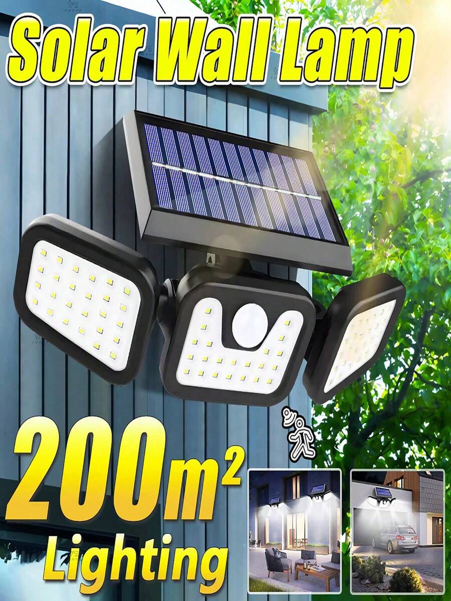 IP65 防水太陽能感應戶外燈，270° 感應安全投光燈，可調燈頭，庭院車庫用太陽能壁燈