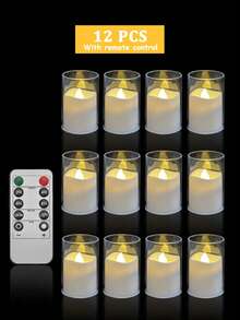 24pcs/Set Flickering LED Flameless Candles With Timer Remote Control, Battery Operated LED Wishing Candles, Suitable For Christmas, Halloween, Valentine's Day, Mother's Day, Dining Table, Wedding, Party, Gift, Holiday - Transparent-warm Light - View 14