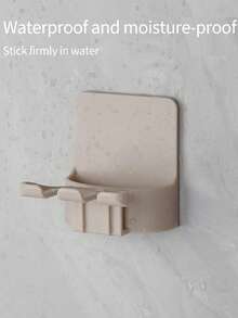 1pc Toothbrush Holder, Wall Mounted 2-In-1 Toothbrush Organizer , No Drill Self Adhesive Bathroom Storage, Quick Drainage Toothbrush Rack For Shower(Beige) - Beige - View 8
