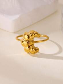 Nhẫn thép không gỉ hình sừng bò màu vàng đồng dành cho nữ, mạ vàng 18K chống phai màu, có thể điều chỉnh kích cỡ, phụ kiện đi biển mùa hè, trang sức cưới cho phù dâu, quà tặng cho mẹ, bạn thân, con gái. - Bánh sừng bò - Xem 12