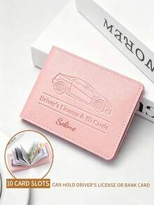 Customized Text LOGO Personalized Vehicle Registration Card Holder - Suitable For Car Insurance, Driver's License And Vehicle Documents Card Case, Auto Accessories, Unisex Personalized PU Leather ID And Driver's License, 10 Card Slots Protective Cover - Multicolor - View 5