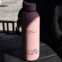 1pc - 500ml/16.9oz High-Quality Letter Design Mug, Minimalist Color Block & Letter Pattern, Fashionable Stainless Steel Insulated Water Bottle, Suitable For Outdoor, Fitness, Travel, Great Gift For Holidays - View 2