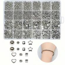 1330pcs (4-7mm) Mixed Color Heart, Star, Round Spacer Beads Set, DIY Handmade Jewelry Bracelet Pendant Beading Craft Accessories - Multicolor - View 4