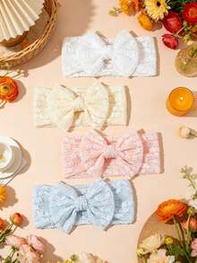 4pcs Multi-Color Soft Elastic Baby Headbands, Breathable, Suitable For All Seasons, Perfect Gift And Photo Prop - Multicolor - View 1