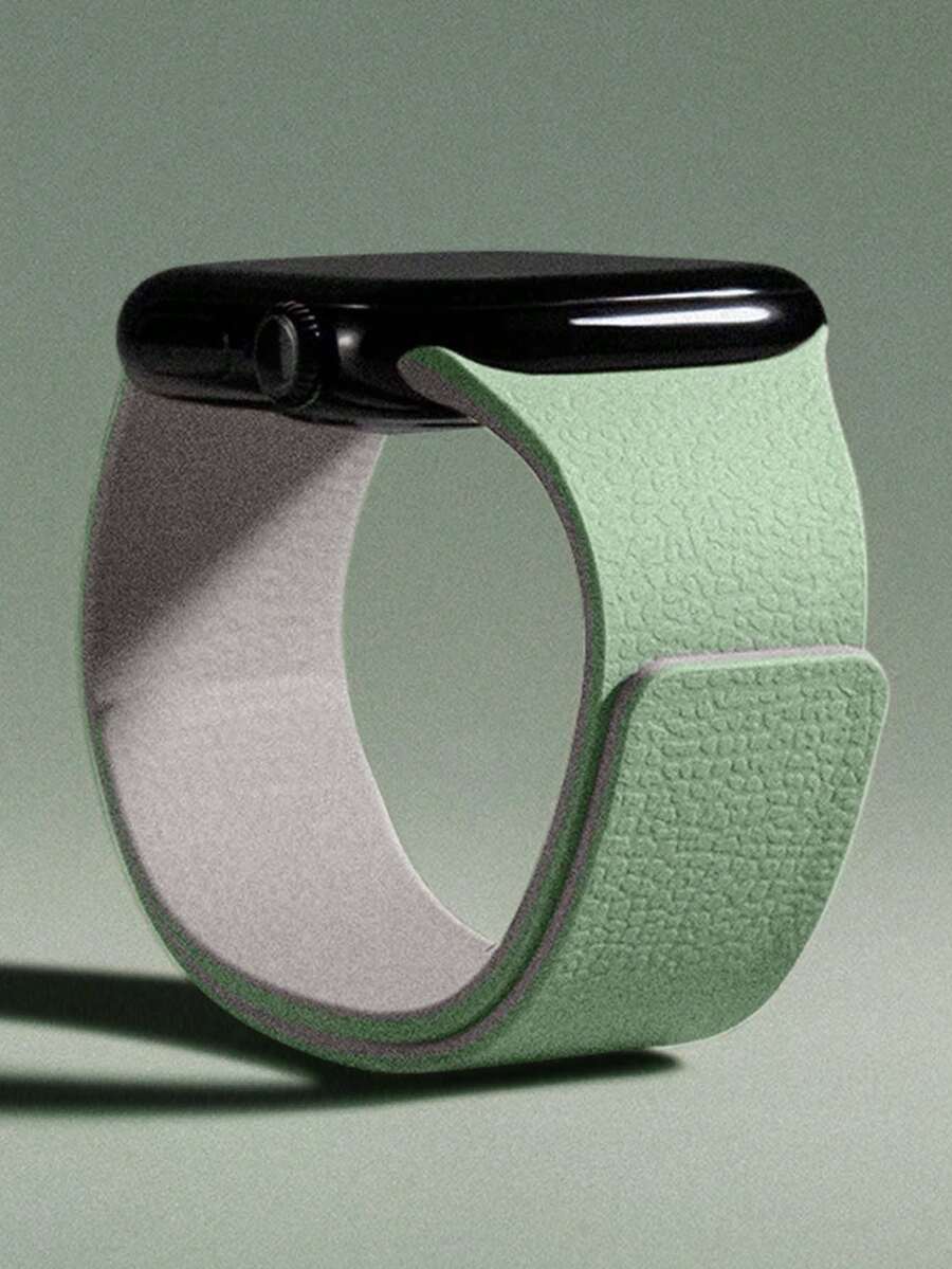 Huastonband 1件淺綠色星光荔枝紋理矽膠錶帶，相容於 Series 3/2/1/SE/S11/S10/S9/S8/S7/S6/S5/S4/S3/S2/S1 Ultra，相容於 38mm/40mm/41mm/42mm/44mm/45mm/46mm/49mm 手錶