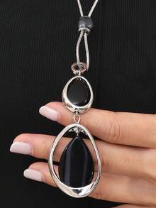 Eterna Glow 1 chiếc mặt dây chuyền đá nhân tạo màu đen hình học thời trang dành cho nữ. - vòng cổ - Xem 5