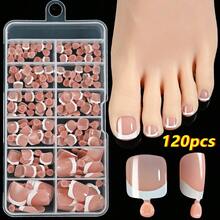 120-Piece French Manicure Set In 9 Colors, Short Square Style, Full Coverage Press-On Nails In Summer Pink And Glossy Brown. - 淺藍色 - 查看 12