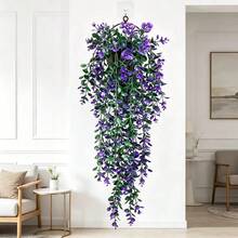 Artificial Greenery Vines - Plastic Hanging Greenery, UV Resistant, Outdoor Artificial Plants, Faux Flowers, Ferns, Durable Artificial Plastic Greenery, Patio Decor, Wedding Decor, Home Decor For Indoor, Outdoor, Living Room Shelf, Room, Kitchen, Home, Bedroom, Ideal For Wall Art, Yard Beautification, And Year-Round Home And Garden Decoration, Pot Not Included - Multicolor - View 5