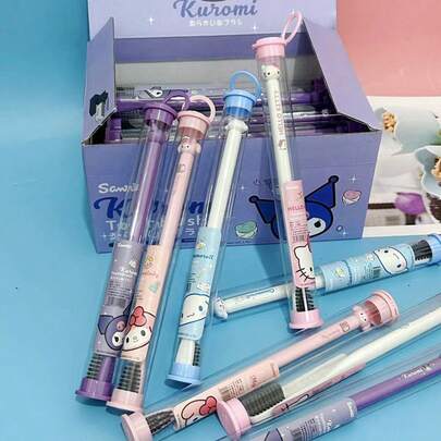  1pc Sanrio Couple's Manual Toothbrush With Soft Silicone Bristles - Cute Cartoon Character Design, Pink Color Tone, Ergonomic Grip Suitable For Adults And Teenagers, A Gift For Sanrio Fans. (Note: Due To Manufacturing Or Transportation Issues, The Product May Have Slight Color Difference, Scratches Or Dirt, Which Will Not Affect The Usage. Please Feel Free To Purchase.)