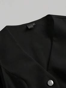AYYSHEIN MOD Conjunto de chaleco y falda plisada de pana para damas en otoño/inviernoAYY - Negro 2 - Ver 4