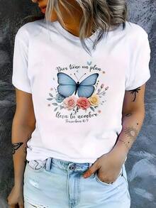 Women's Lightweight Printed T-Shirts, Casual Short Sleeve T-Shirt 100% Cotton, Popular Choice Suitable For Spring, Summer And Autumn Fer Durán - 白色 - 查看 7