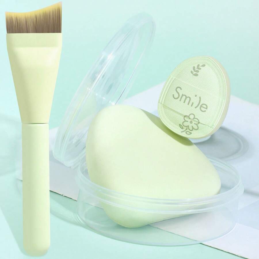 MONKIDS Bộ bông trang điểm Matcha Cotton Candy + cọ nền, bao gồm 1 bông lớn Cotton Candy, 1 bông nhỏ để tán phấn, 1 cọ nền, kèm 1 hộp đựng bông, sử dụng được cả khô và ướt, nở ra khi ngâm nước, được các chuyên gia trang điểm ưa chuộng, dễ giặt, mềm mại và đàn hồi. - màu xanh lá - Xem 1