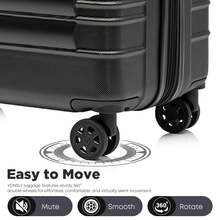 YONSLY Maleta Rígida Expandible 16/20/24/28 Pulgadas S/M/L/XL con Cerradura TSA 4 Ruedas Silenciosas 360° Cremallera YKK de Doble Reparación Bolsillo de Malla Maleta de Viaje para Vacaciones - Negro - Ver 6