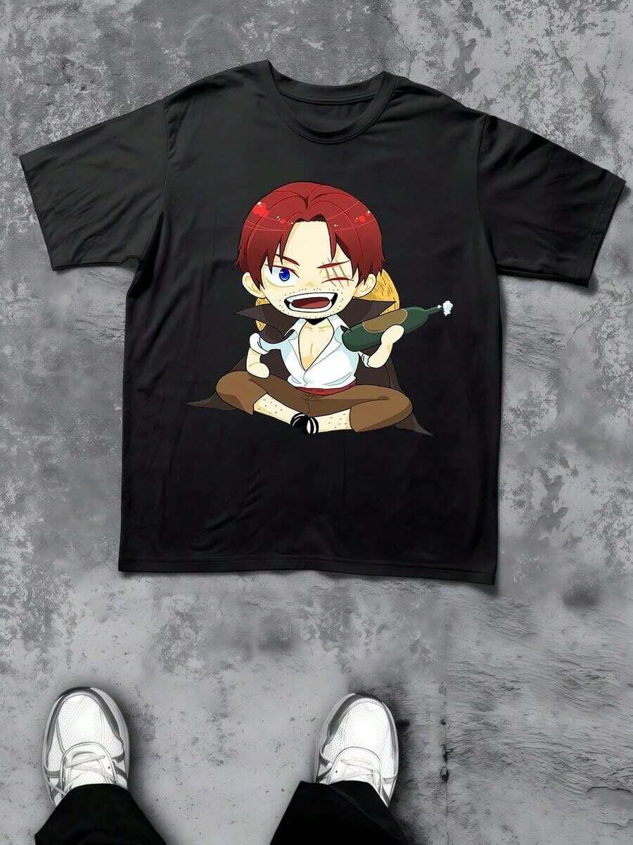 Nouveautés été 2026 : T-shirt pour homme Vintage Shanks au design unique, 1 pièce, style décontracté, 100% coton, imprimé numérique, motif Capitaine Pirate. Motif spécialement conçu pour la Fête du Pape, exclusif pour la Fête de l'Indépendance et la Déclaration d'Indépendance, un t-shirt tendance pour homme, parfait pour l'été. - Noir - Voir 1