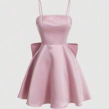 . .  MOD Vestido de tirantes finos de unicolor sencillo para uso diario de señoras - Rosa - Ver 3
