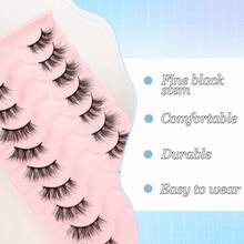 10 Pairs Soft & Fluffy Half-Eye False Eyelashes, Curled & Extended Lash Tips, Suitable For Daily Wear - Black - View 6