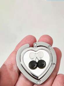 Cherry Pattern Elegant Heart-Shaped Folding Bag Hook - Durable Zinc Alloy, Ideal For Desktop And Backpack Hooks, Backpack Hook|Elegant Accessory|Durable Metal Hook, Bag Hanger,Portable Folding Hanging Bag Hook Blank, Load-Bearing Folding Table Edge Circular Hook, Alloy Material,For Home,Gift,Vacation And Festival Multifunctional Use - Multicolor - View 12