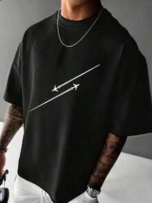 Camiseta de manga corta estampada minimalista para hombre Simple Studio, 100% algodón puro 180GSM, tallas S-3XL, cómoda y transpirable, esencial para el verano, tops casuales de moda para el día a día, camiseta básica estilo urbano para el Día de los Caídos, unisex para parejas, atuendo universal para hombres y mujeres. - Negro - Ver 2