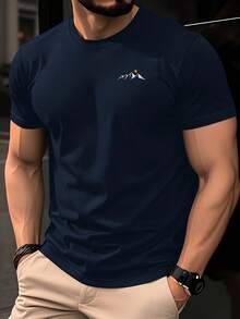 Men's Short Sleeve T-Shirt With Mountain Sunrise Print, 100% Pure Cotton, Relaxed, Comfortable And Breathable, High Quality Durable Craftsmanship With 4X1I Triple Needle - 白色 - 查看 6