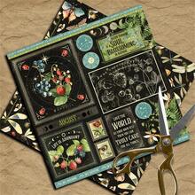 12 Stücke Blumen- und Blattmuster Scrapbooking Papier, DIY Bastelmaterial für Lesezeichen, Tagebücher, Fotoalben, Grußkarten, Planer Dekoration, geeignet für Halloween, Weihnachten, Valentinstag, Ostern - Quadrat - Übersicht 10