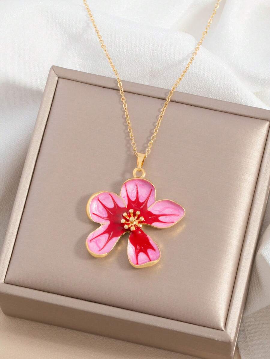 1 chiếc dây chuyền mặt dây hình giọt dầu hoa lá thời trang, đa năng, tối giản và dễ phối đồ. - A - Xem 1