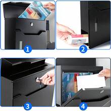 Moderner minimalistischer Briefkasten, Wandbriefkasten mit Zeitungsfach - rostfrei und wasserdicht, aus kaltgewalztem Stahl, schwarz 37*11*37,5 cm - Schwarz - Übersicht 10