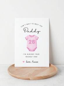 1pc Custom "Daddy" Baby Card, Custom Text,Custom "Can't Wait To Meet You Daddy" Father's Day Card, Personalized Baby Card For Expecting Dad, Pregnancy Announcement Gift For New Dad-To-Be - Multicolor - View 7