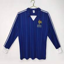 Camisa retrô clássica do Campeonato Europeu e da Copa do Mundo de 2026, camisa retrô da seleção francesa de futebol. - Camisa francesa de manga comprida, modelo principal de 1980/82. - Ver 4