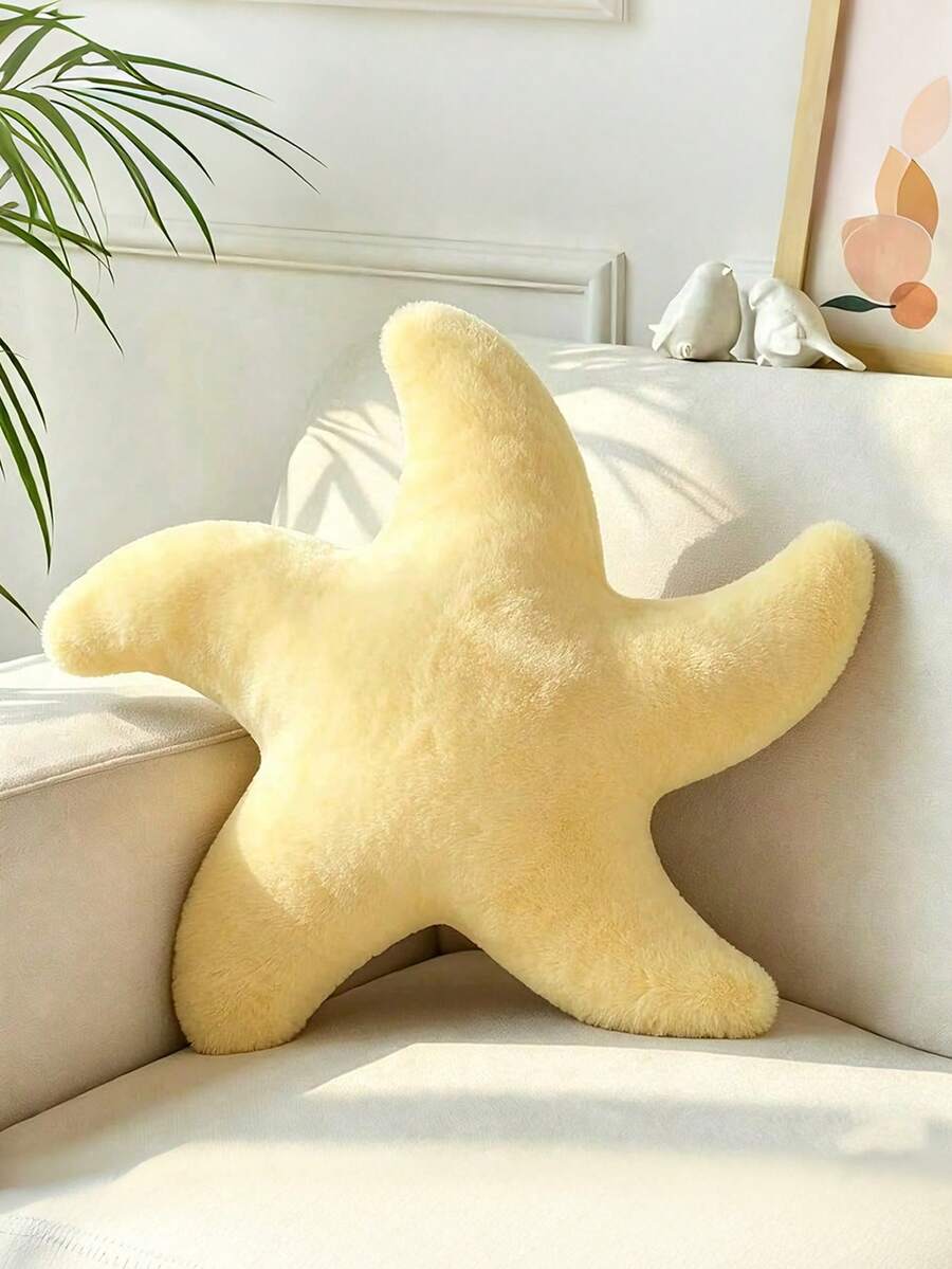 1個海星造型抱枕，沙發床裝飾枕，美學房間裝飾重點枕，柔軟仿兔毛，適用於客廳、臥室裝飾、房間佈置、派對禮物、戶外枕頭、花園坐墊，夏日氛圍