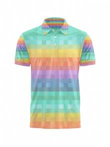 Plus-Size Men's Polo Shirt, Summer Men's Clothing, Hawaiian Polo Shirt, Plus-Size Men's Casual Slim-Fit Short-Sleeve Polo Shirt With Gradient Design - Màu hỗn hợp - Xem 1