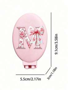 粉色蝴蝶结26字母圆形折叠梳带镜子，二合一便携式折叠化妆镜梳，迷你折叠气垫按摩刷，适用于婚礼、旅行、露营、办公、出差、运动、户外、演出、头发护理、多功能、返校季、母亲节礼物、旅行必备、复活节礼物、女士配饰 - 彩色 - 查看 30