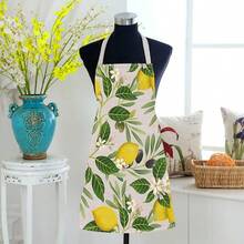 1pc Lemon Olive Branch Printing Cooking Apron, Fresh Flower And Fruit Pattern Kitchen Apron, Adjustable Strap, Oil-Proof And Pollution-Proof Bib Apron, Suitable For Baking, Barbecue And Daily Cooking, Is A Good Gift For Women, And Practical Supplies For Home Kitchens. - Multicolor - View 8
