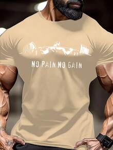 Men's T-Shirt With Muscular Man Lifting Weights Print - Black - View 6