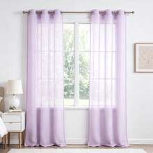 Semi-Sheer Curtains With Grommets For Installation On Standard Rods. The Fine, Airy Fabric Lets In Soft Light, Protects Privacy, And Complements A Variety Of Decorating Styles In Bedrooms And Living Rooms. - 紫色 - 查看 2