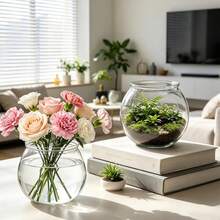 1pc Plastic Bubble Vase, Transparent Bowl-Shaped Vase, Fish Tank, Suitable For Drinks, Heavy Duty Round Vase, Suitable For Wedding Party Home Tabletop Decor Centerpiece - Multicolor - View 3