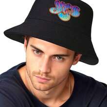 Bucket Hat Unisex Men Running Hippie Bucket Hat - 黑色 - 查看 7