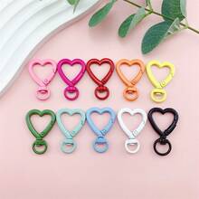 5 piezas Anillos de llave con broche de langosta en forma de corazón giratorio de colores, conector de resorte, hebilla de resorte en forma de corazón rojo pequeño, accesorios de joyería DIY, anillo abierto de corazón esmaltado para llavero, adecuado para bolsos, correas de perro, llaves, fabricación de joyería DIY - llavero de amor - Ver 3