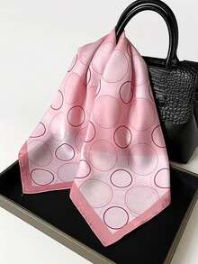 2pcs Fashionable Circle Print Lightweight & Comfortable Bandana, Unisex Versatile Head Scarf, Neckerchief, Shawl, Suitable For All Seasons - Multicolor - View 3