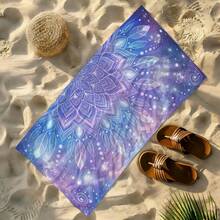 1 Stück Traumhafter Mandala Muster Lila & Blau Strandtuch, super weiche Mikrofaser extra große Stranddecke, hochabsorbierend, geeignet für Reisen, Schwimmbad, Tauchen, Surfen, Yoga, Camping, in verschiedenen Größen erhältlich, Strandaccessoires - Mandala-Muster - Übersicht 6