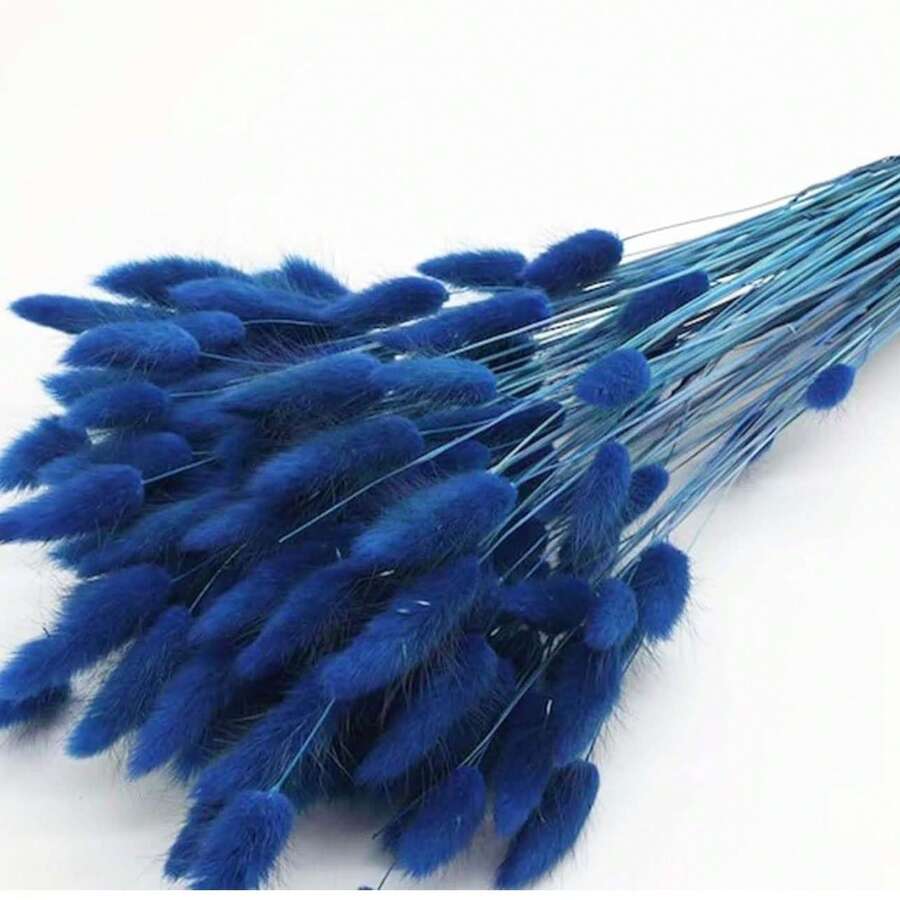 60pcs-16.5 Inch Red Artificial Rabbit Tail Grass, Home Decor Artificial Rabbit Tail Grass Stems, Suitable For Bohemian Style Floral Arrangements, DIY Crafts, Home Kitchen And Wedding Decor, Christmas Decor, Christmas Thanksgiving Decor, DIY Wreath Decor - Royal Blue Rabbit Tail Grass - View 1