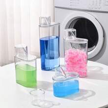 1pc Sealed Laundry Detergent Container With Measuring Cup - Multifunctional Plastic Jar For Storing And Leak-Proof Dispensing Fabric Softener Powder - Multicolor - View 1