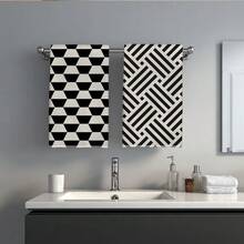MEMNUN 2pcs Black Geometric Pattern Kitchen Towels, 15.75*23.62in(40*60cm), Made Of Super Soft Microfiber With Strong Absorbency, Perfect For Dish Drying, Tea Cups, Bathroom & Dining Decor, Cooking & Baking - Multicolor - View 9