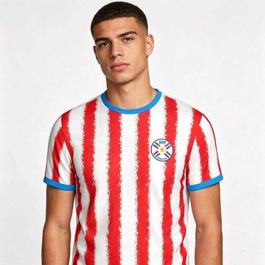 2026 World Cup Paraguay Football Short-Sleeve 3D Graphic T Shirt Lightweight And Breathable Sports Jersey - 彩色 - 查看 1